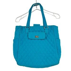 Vera Bradley Tote Bag and Cosmetic Pouch Turquoise Quilted Microfiber